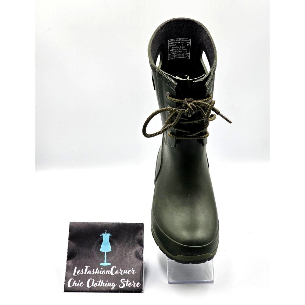 Bogs Women's Olive Green Rubber Amanda Waterproof Outdoor Rain Boots Sz 6 2347 - Picture 14 of 16